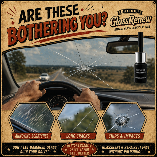 Billhol®🦩 GlassRenew Instant Glass Scratch Repair Liquid · Restore Windshields & Windows Without Polishing