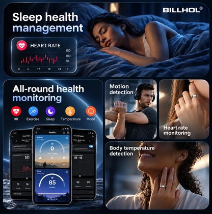 BILLHOL® 💍VitalRing Smart Health Ring · 24/7 Sleep, Heart Rate & Temperature Monitoring for iOS & Android