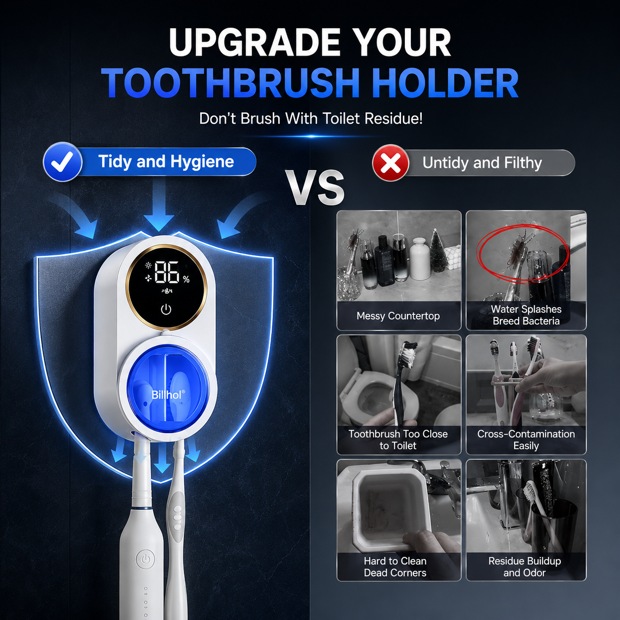 Billhol®🎯BrushGuard Smart Toothbrush Sanitizer & Dryer