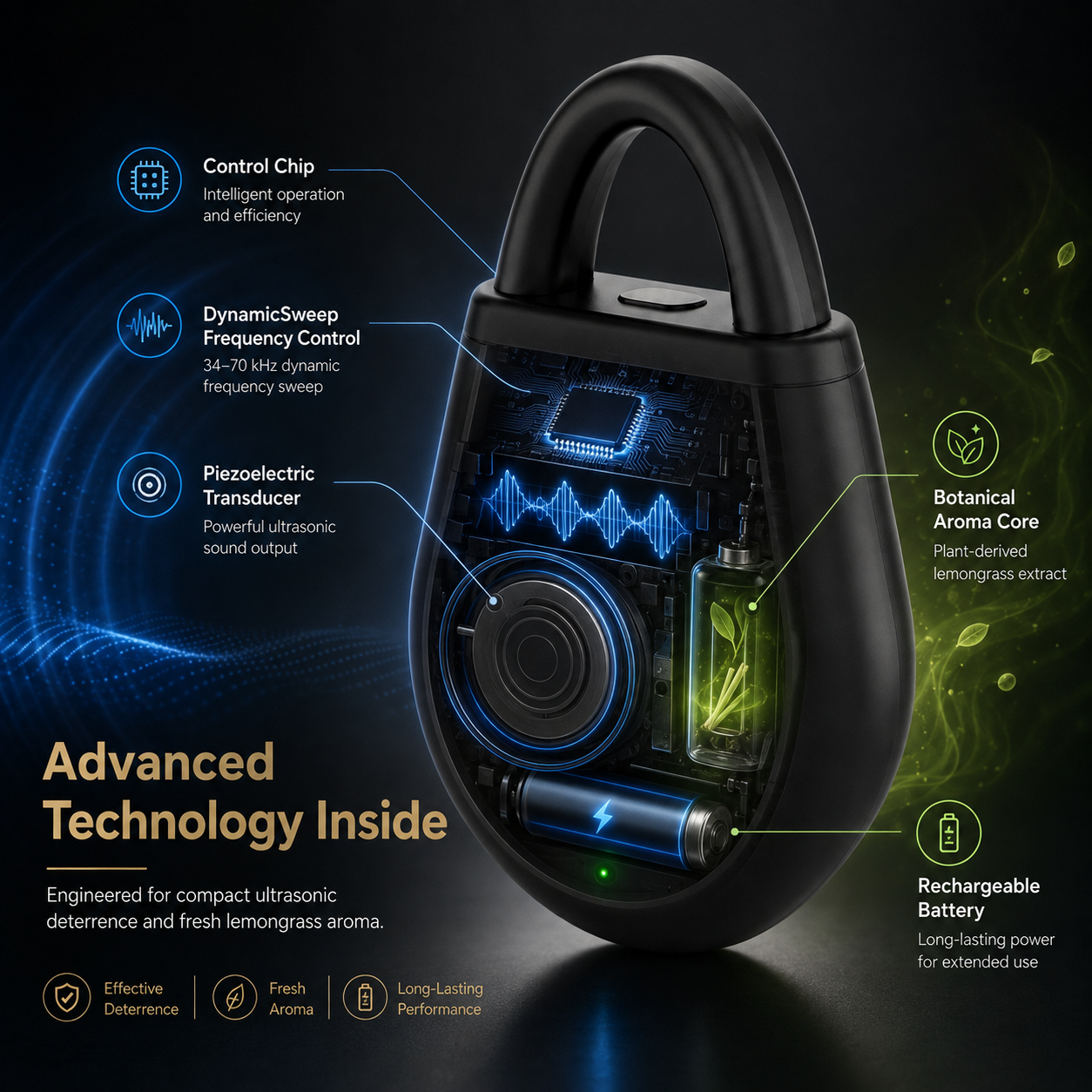 BILLHOL®SonicFusion AromaGuard Advanced Portable Multi-Pest Ultrasonic
