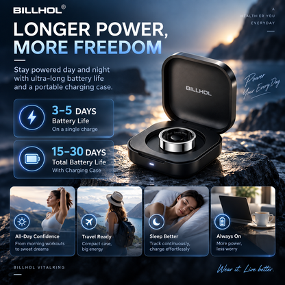 BILLHOL® 💍VitalRing Smart Health Ring · 24/7 Sleep, Heart Rate & Temperature Monitoring for iOS & Android