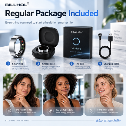 BILLHOL® 💍VitalRing Smart Health Ring · 24/7 Sleep, Heart Rate & Temperature Monitoring for iOS & Android
