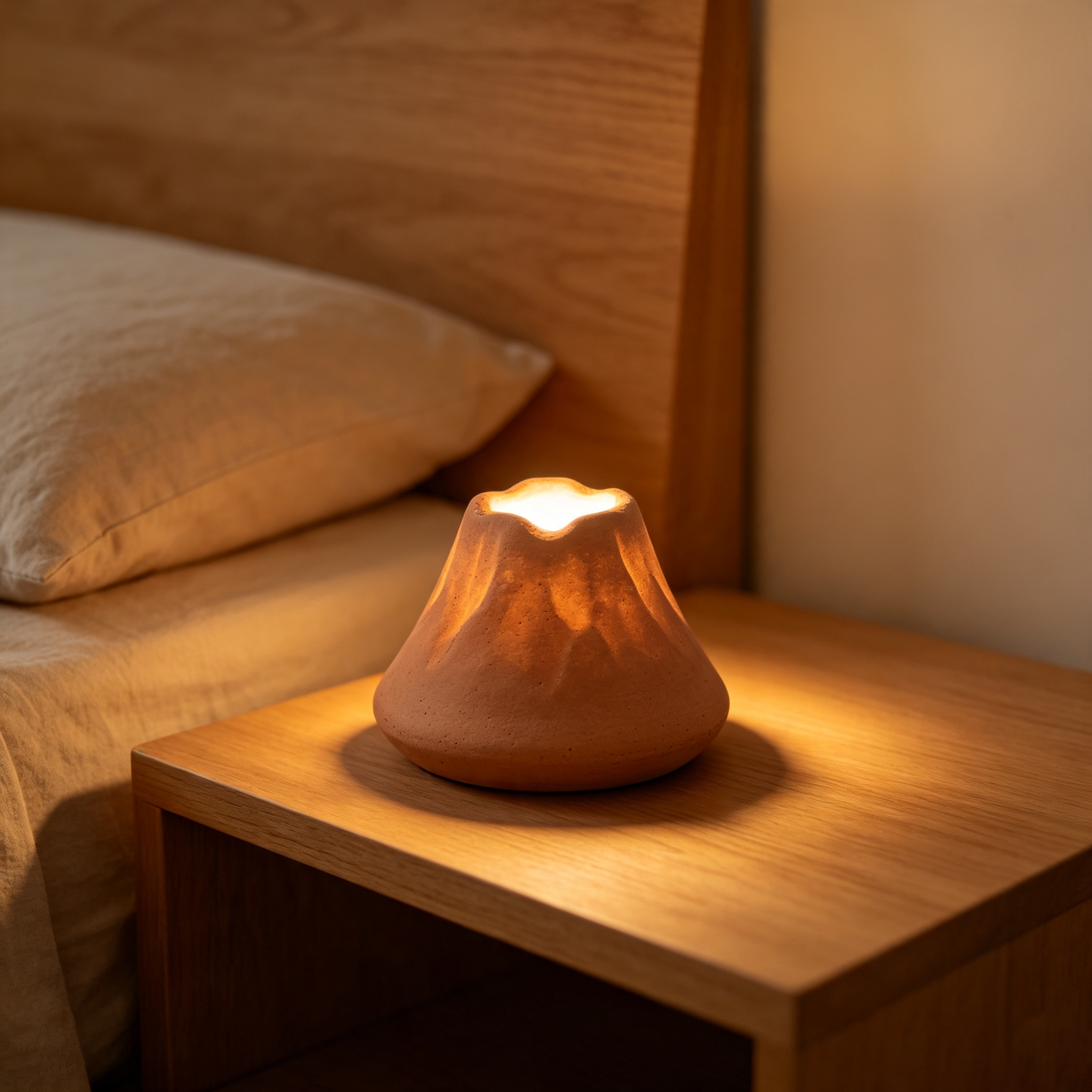 Creative Volcano‑Shaped Clay LED Night Light