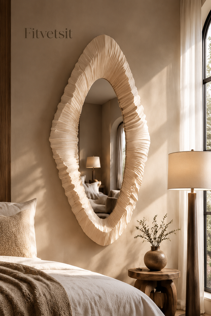 Fitvetsit  Ruffled Texture Irregular Diamond Wall Mirror