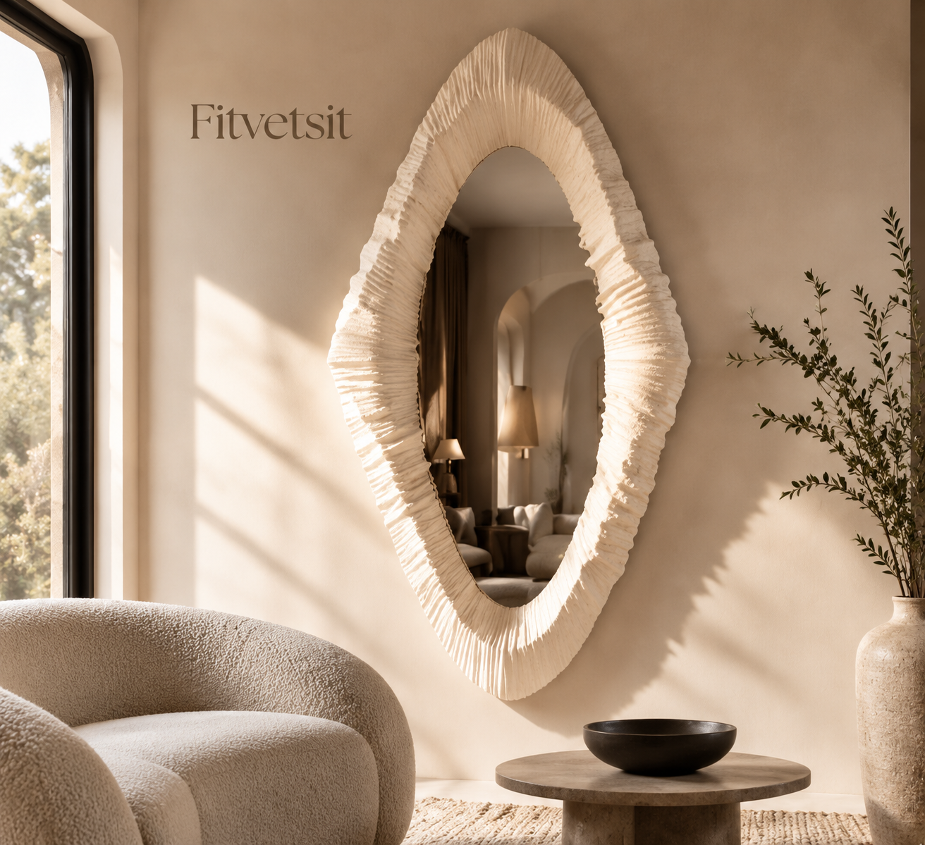 Fitvetsit  Ruffled Texture Irregular Diamond Wall Mirror