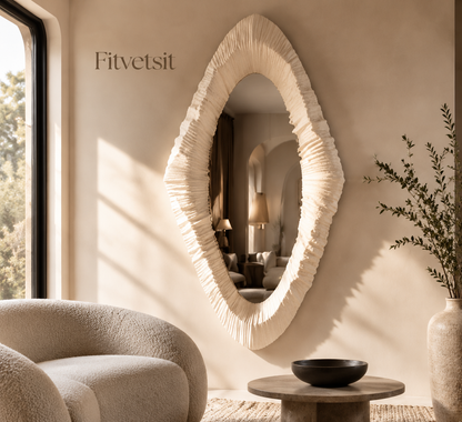 Fitvetsit  Ruffled Texture Irregular Diamond Wall Mirror