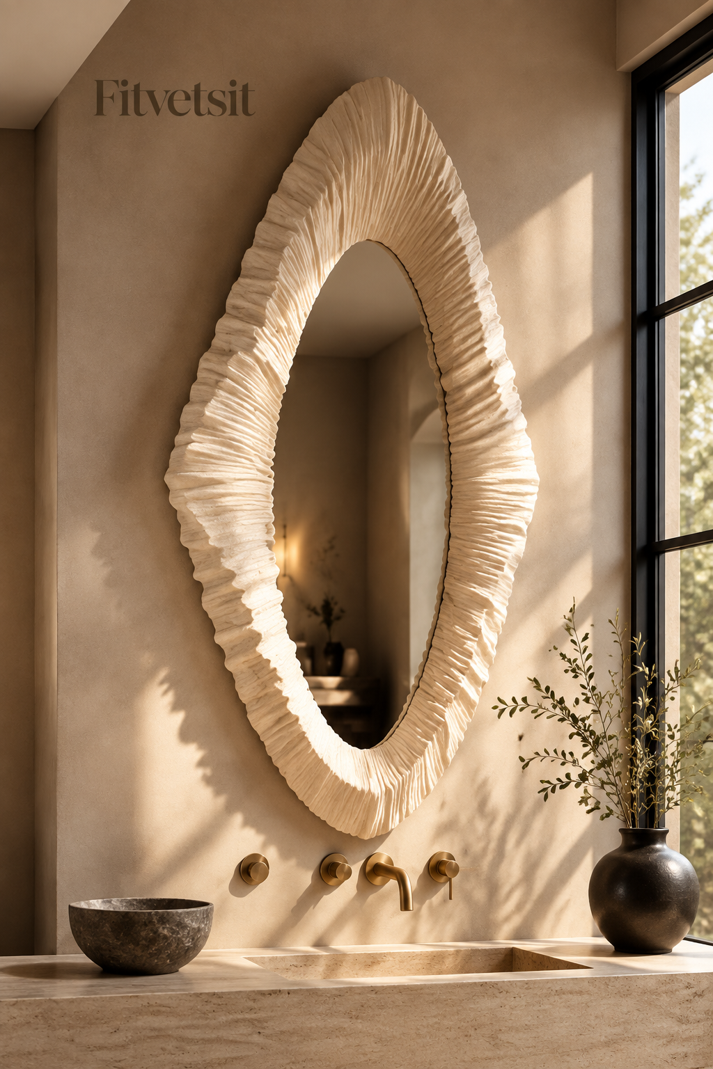 Fitvetsit  Ruffled Texture Irregular Diamond Wall Mirror