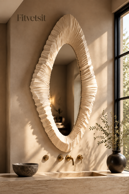 Fitvetsit  Ruffled Texture Irregular Diamond Wall Mirror