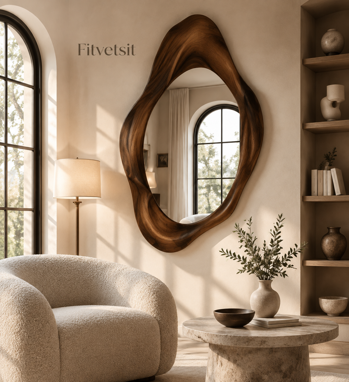 Fitvetsit  Organic Live Edge Wood Wall Art Mirror