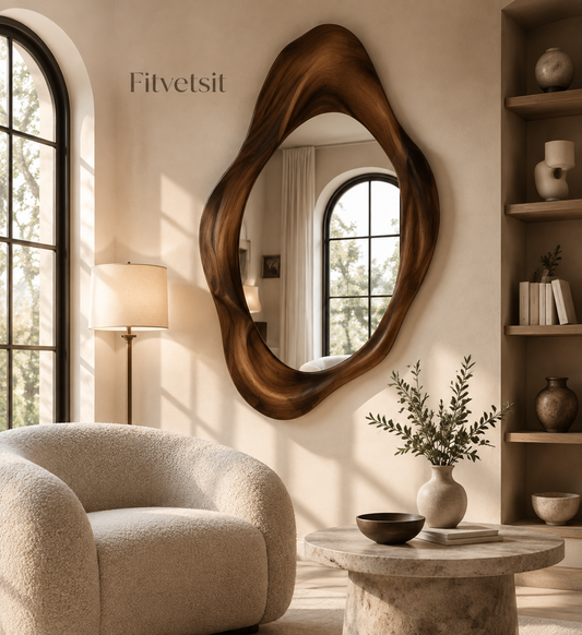 Fitvetsit  Organic Live Edge Wood Wall Art Mirror