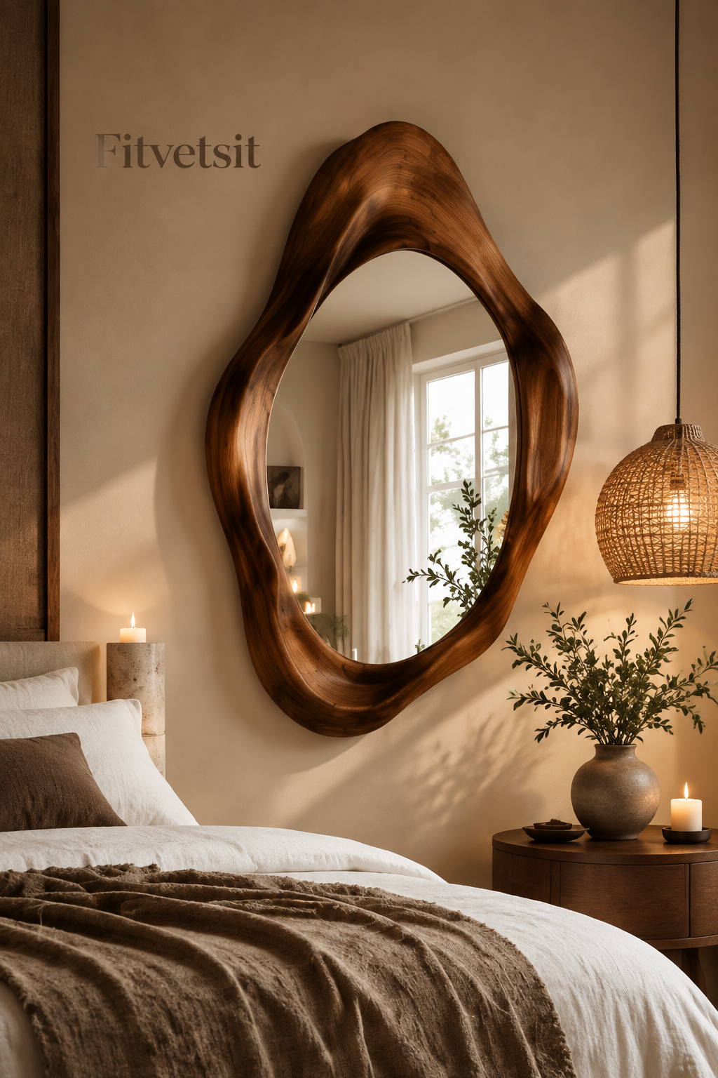 Fitvetsit  Organic Live Edge Wood Wall Art Mirror
