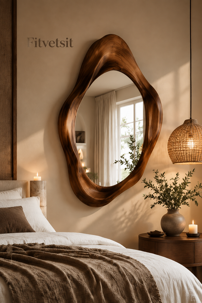 Fitvetsit  Organic Live Edge Wood Wall Art Mirror