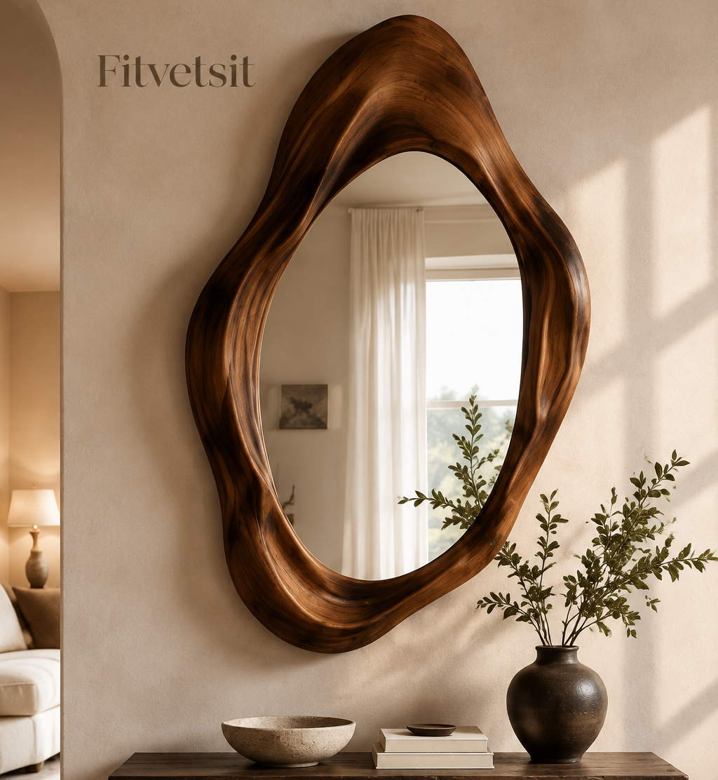 Fitvetsit  Organic Live Edge Wood Wall Art Mirror