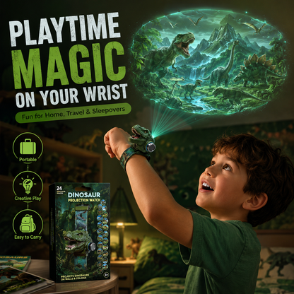𝐁i𝐥𝐥𝐡𝐨𝐥® 3D Dinosaur Projection Watch💚Realistic T-Rex Design, Safe Soft Strap for Kids Ages 3+