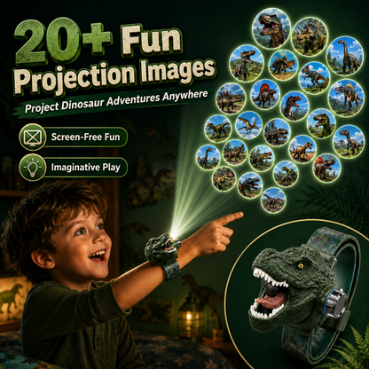 𝐁i𝐥𝐥𝐡𝐨𝐥® 3D Dinosaur Projection Watch💚Realistic T-Rex Design, Safe Soft Strap for Kids Ages 3+