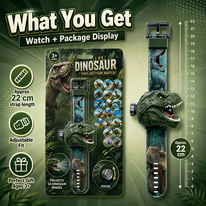 𝐁i𝐥𝐥𝐡𝐨𝐥® 3D Dinosaur Projection Watch💚Realistic T-Rex Design, Safe Soft Strap for Kids Ages 3+