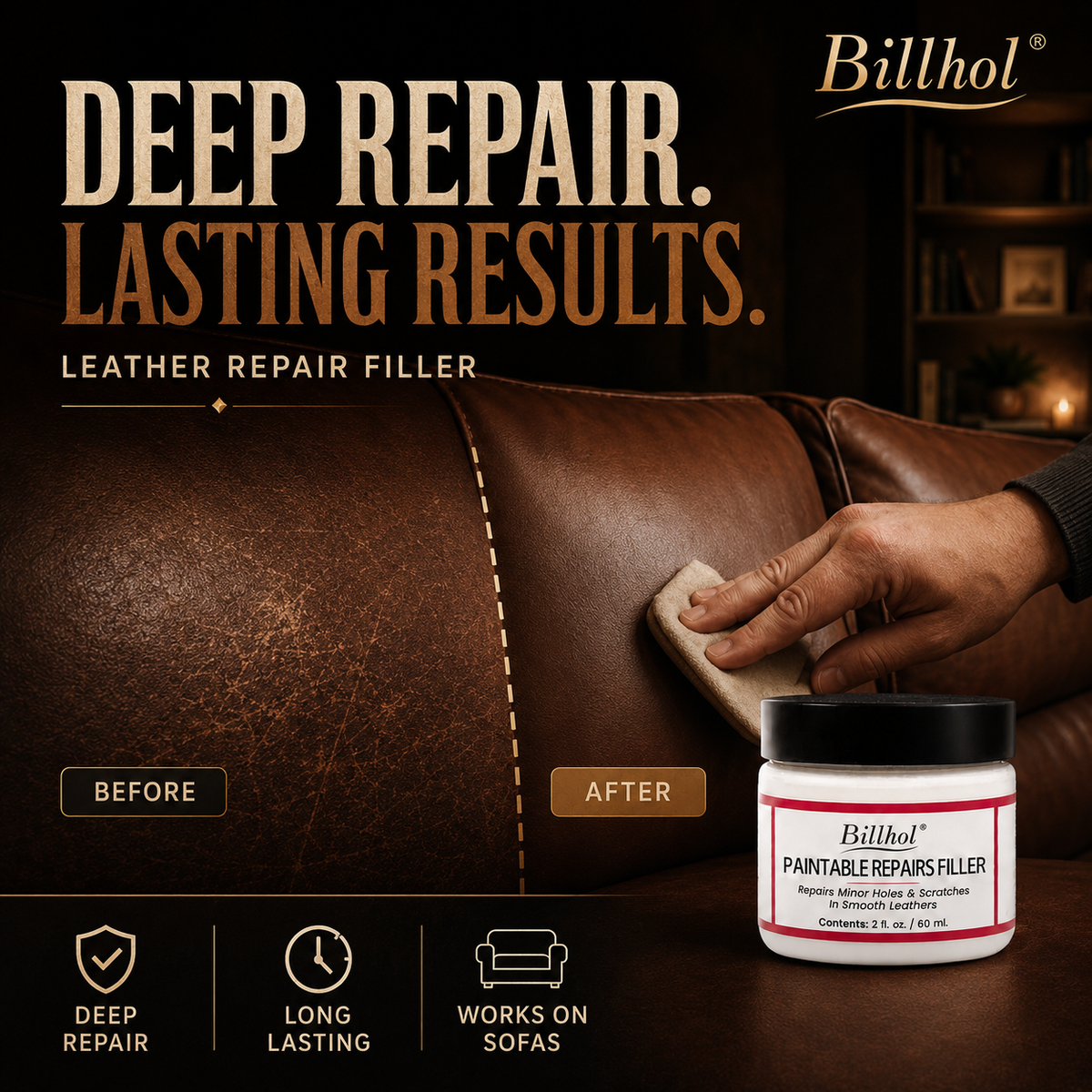 𝐁𝐢𝐥𝐥𝐡𝐨𝐥® 🤎 𝐏𝐑𝐄𝐌𝐈𝐔𝐌 𝐋𝐄𝐀𝐓𝐇𝐄𝐑 𝐑𝐄𝐒𝐓𝐎𝐑𝐀𝐓𝐈𝐎𝐍 𝐏𝐚𝐢𝐧𝐭𝐚𝐛𝐥𝐞 𝐒𝐜𝐫𝐚𝐭𝐜𝐡 & 𝐃𝐚𝐦𝐚𝐠𝐞 𝐑𝐞𝐩𝐚𝐢𝐫 𝐅𝐢𝐥𝐥𝐞𝐫